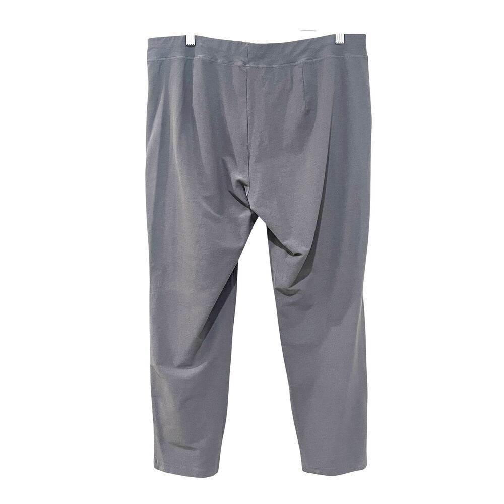 Eileen Fisher Stretch Crepe Slim Ankle Pants Gray Elastic Waist SZ L RN78121 - Picture 2 of 6